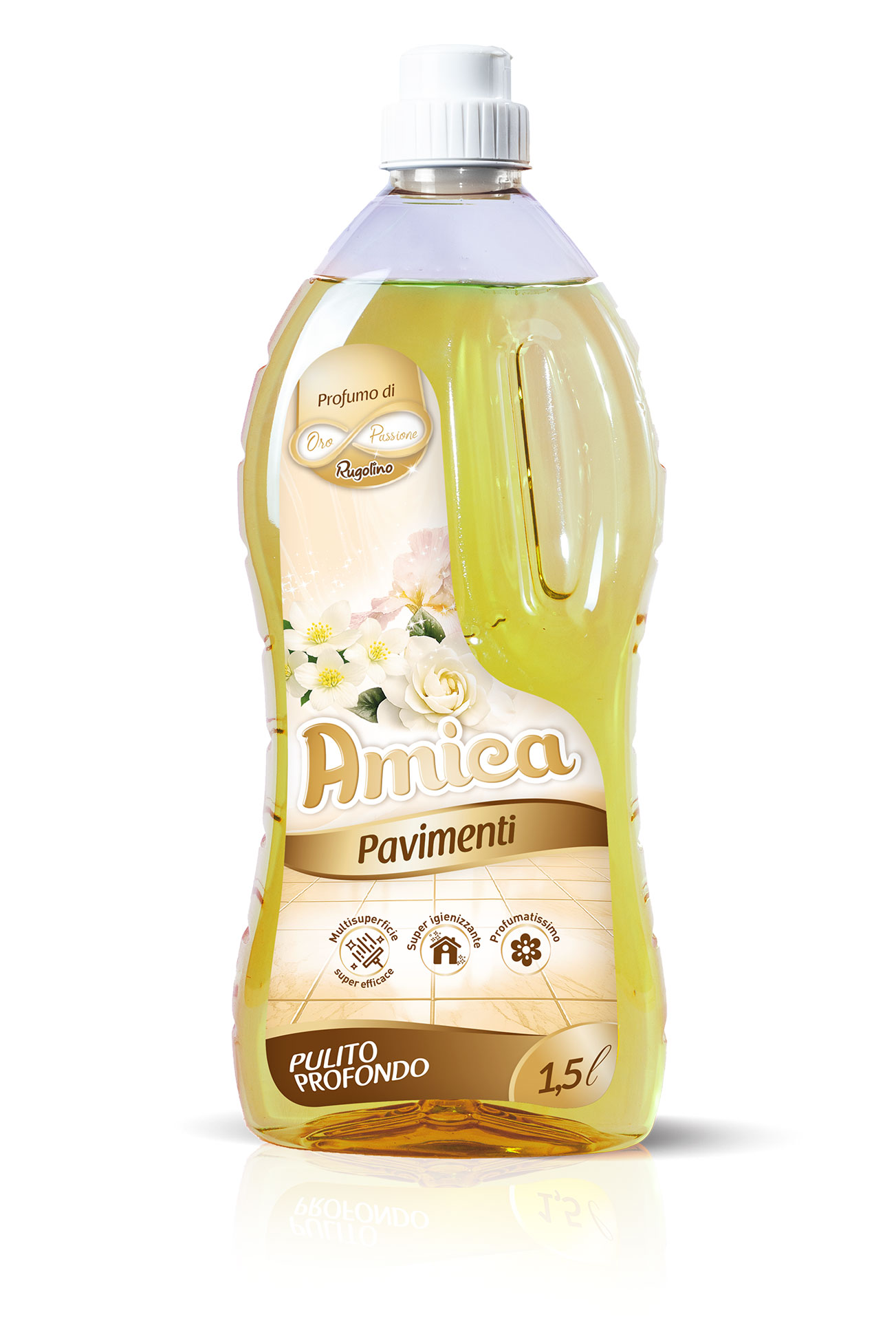 Amica Detersivo Pavimenti Oro Passione – 1,5 L 1 Flacone Amica Detersivo Pavimenti Oro Passione – 1,5 L